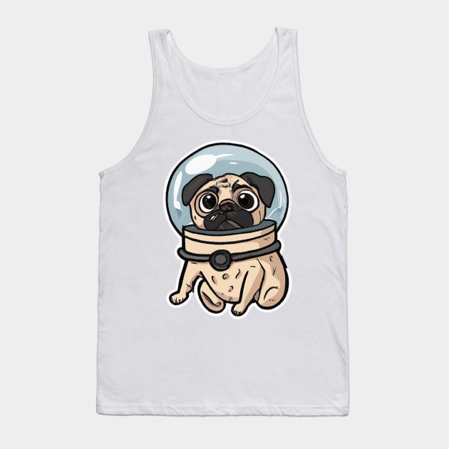 Astronaut Pug Dog Lover Puppy Retro Tank Top by BetterManufaktur